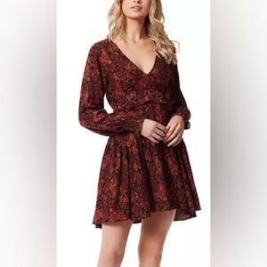 Chic Long Sleeve Snakeskin Patterned Dress